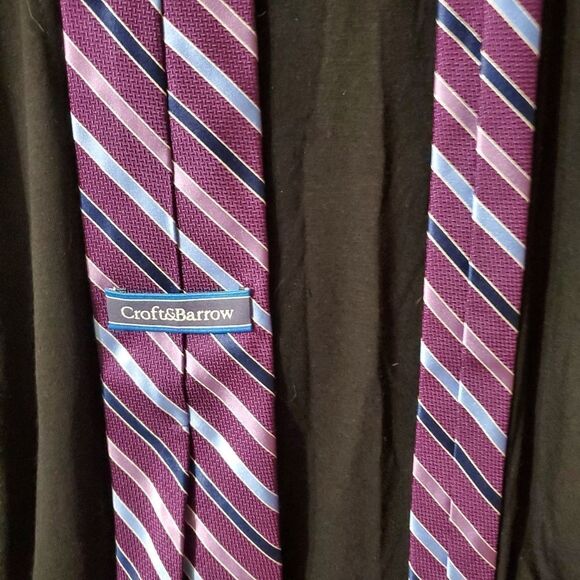 Croft & Barrow Purple & Blue Striped Silk Tie - Picture 5 of 5